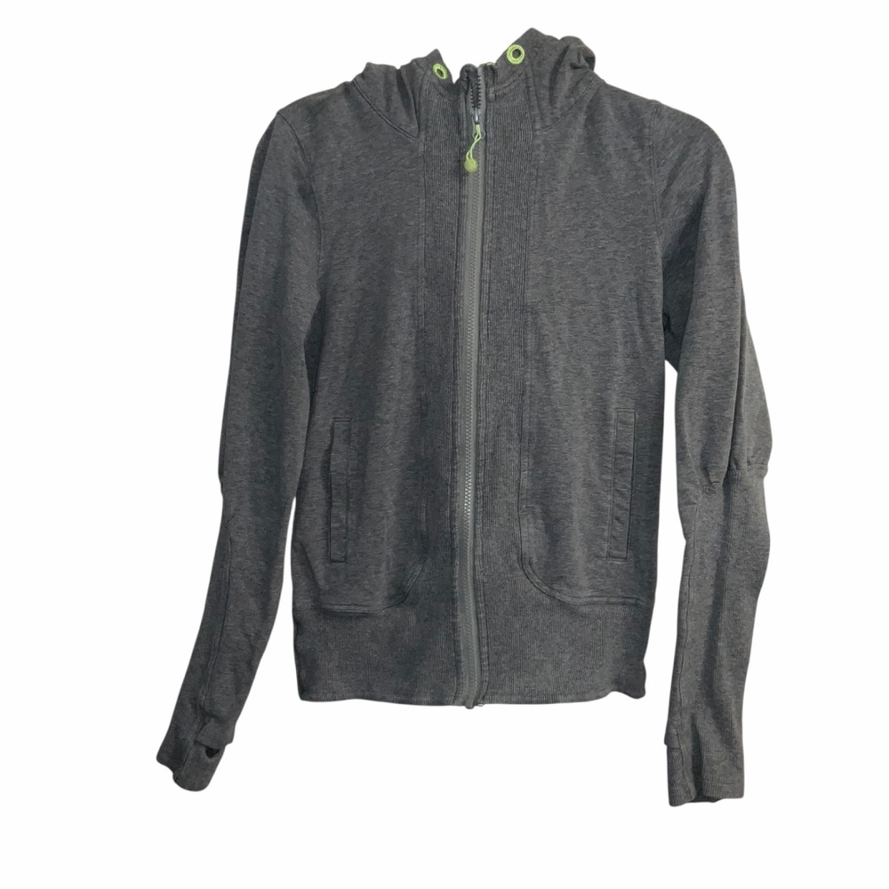 Lululemon Gray Zip Up Hoodie Size 6 Women’s Thumbholes Lightweight Jacket